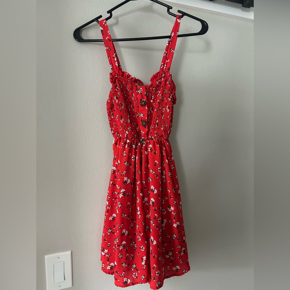 SHEIN Bright Red Floral Skirt